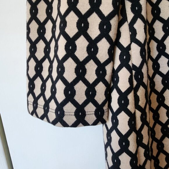 Philosophy Sz 10 Ponte Knit Black Beige Tan Chain Print Long Sleeve Shift Dress - Picture 10 of 14